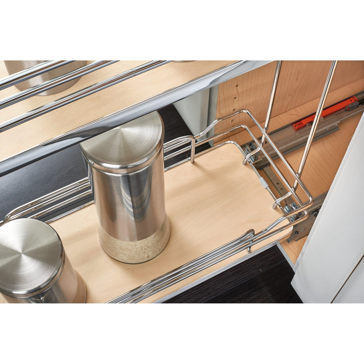 Rev-A-Shelf 6-in W x 24.5-in H 2-Tier Pull-Out Metal Soft-Close Cabinet Organizer, Maple Shelves