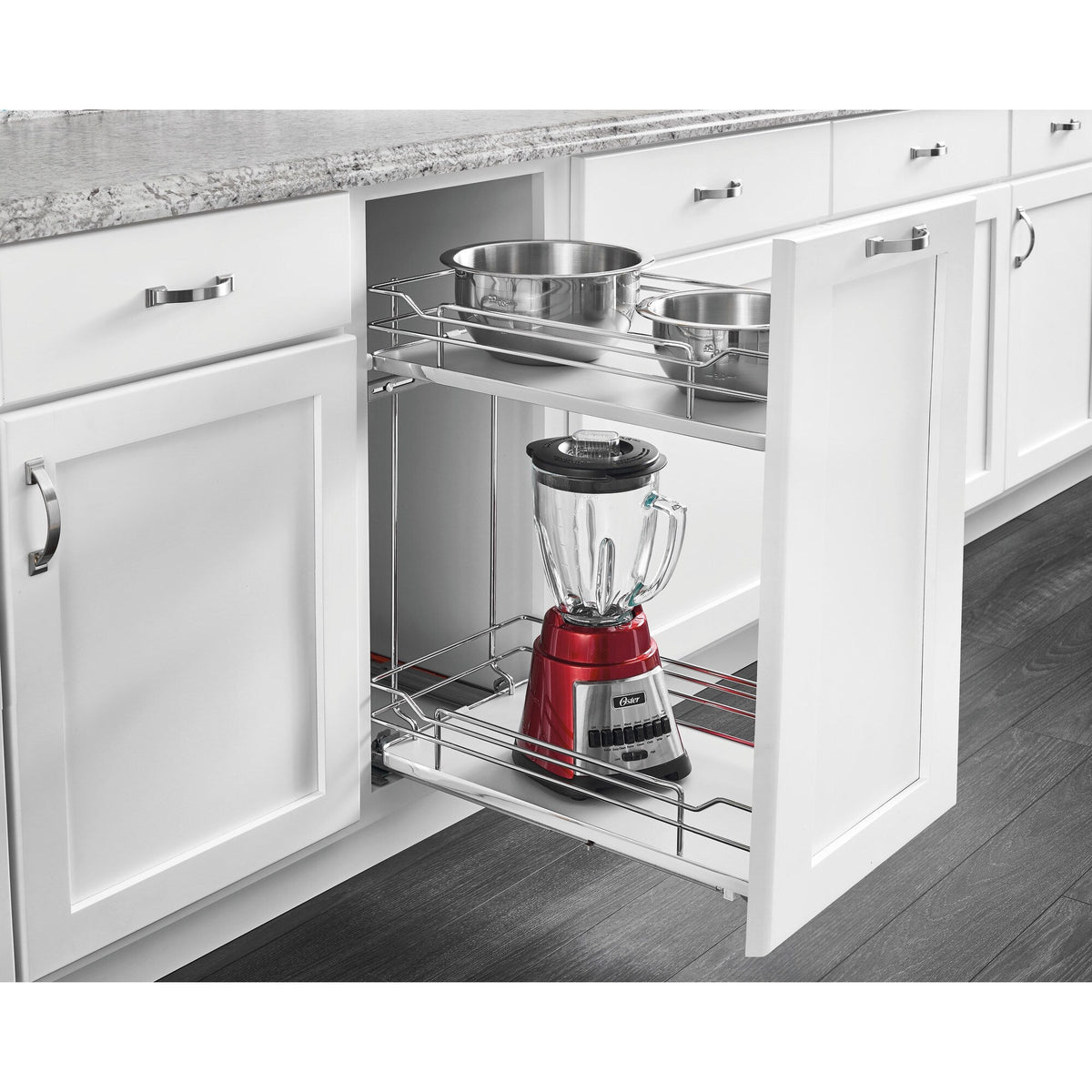 Rev-A-Shelf 10.25-in W x 24-in H 2-Tier Pull-Out Metal Soft-Close Cabinet Organizer, Gray, 21.69-in D