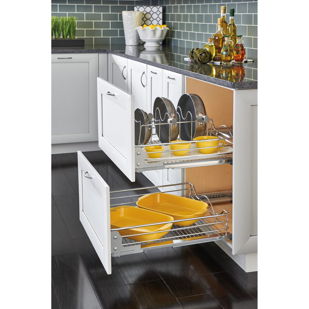 Rev-A-Shelf 20.31-in W x 6-in H 1-Tier Pull-Out Metal Soft-Close Cabinet Basket Organizer