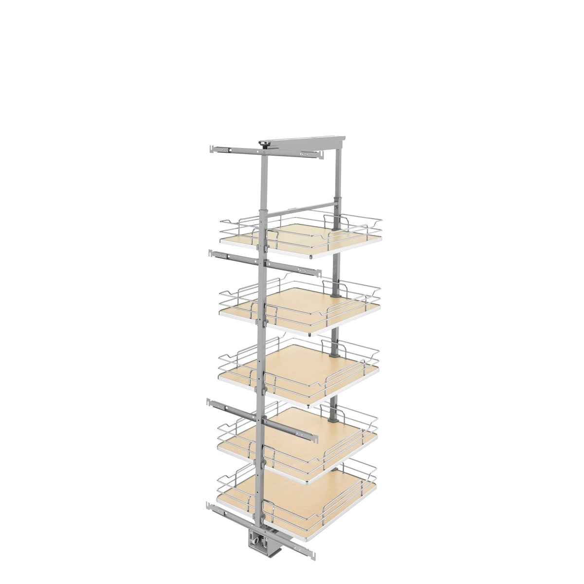 Rev-A-Shelf 19-in W x 58.25-in H 5-Tier Pull-Out Metal Soft-Close Pantry Organizer, Maple Baskets
