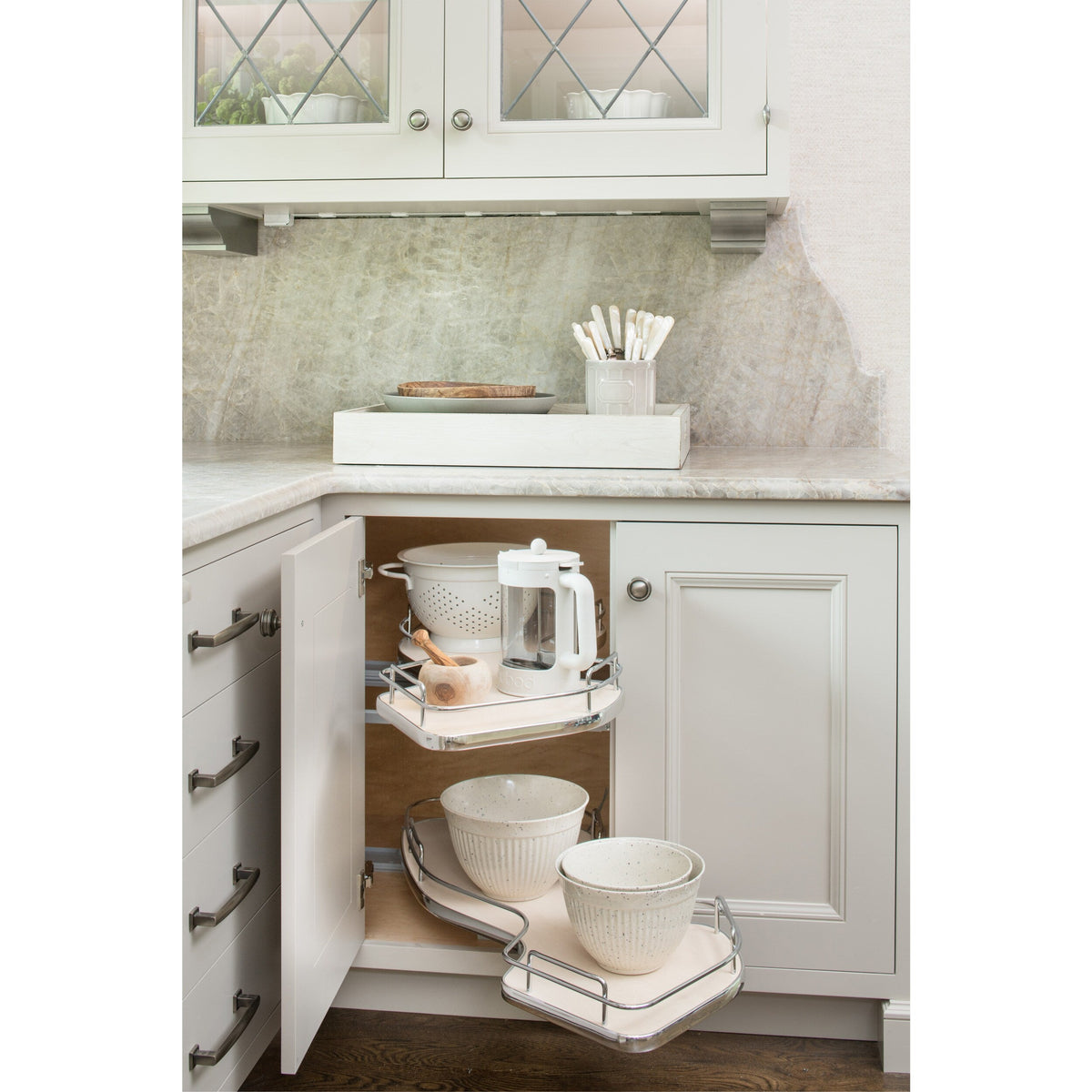 Rev-A-Shelf 39-in W x 24.5-in H 2-Tier Pull-Out Metal Baskets & Blind Corner Cabinet Organizer