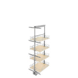 Rev-A-Shelf 16-in W x 50.75-in H 4-Tier Pull-Out Metal Soft-Close Pantry Organizer, Maple Baskets