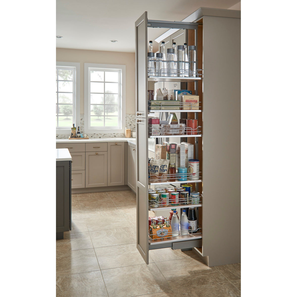 Rev-A-Shelf 19.25-in W x 50.75-in H x 21.69-in D 4-Tier Pull-Out Metal Soft-Close Pantry Organizer, Gray