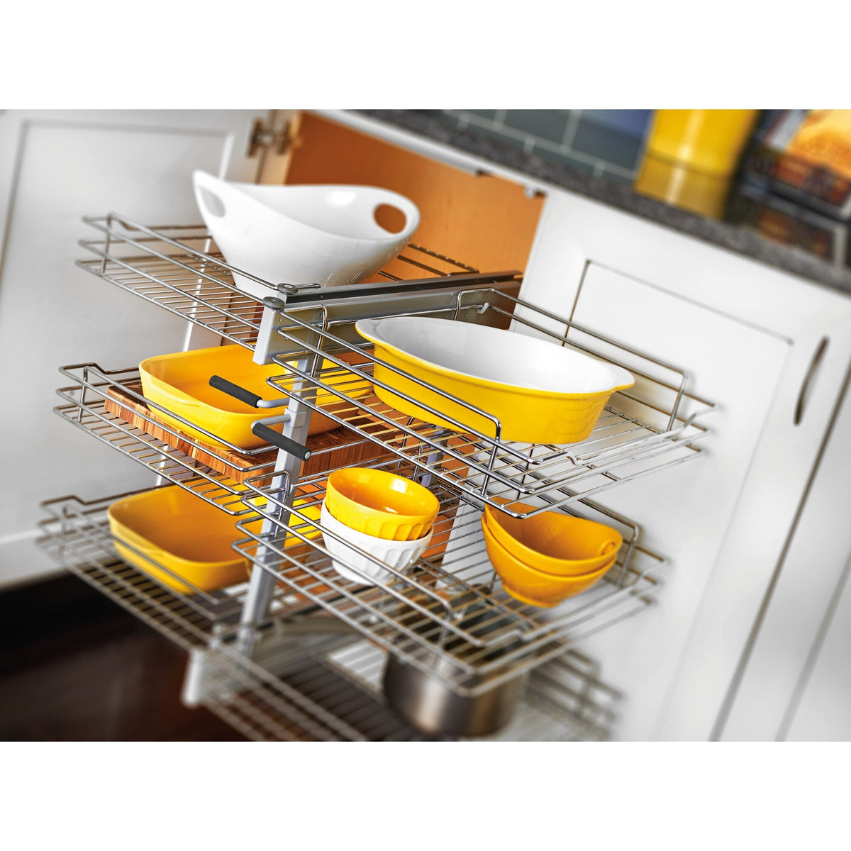 Rev-A-Shelf 26.25-in W x 24-in H 3-Tier Pull-Out Metal Soft Close Baskets & Cabinet Organizer
