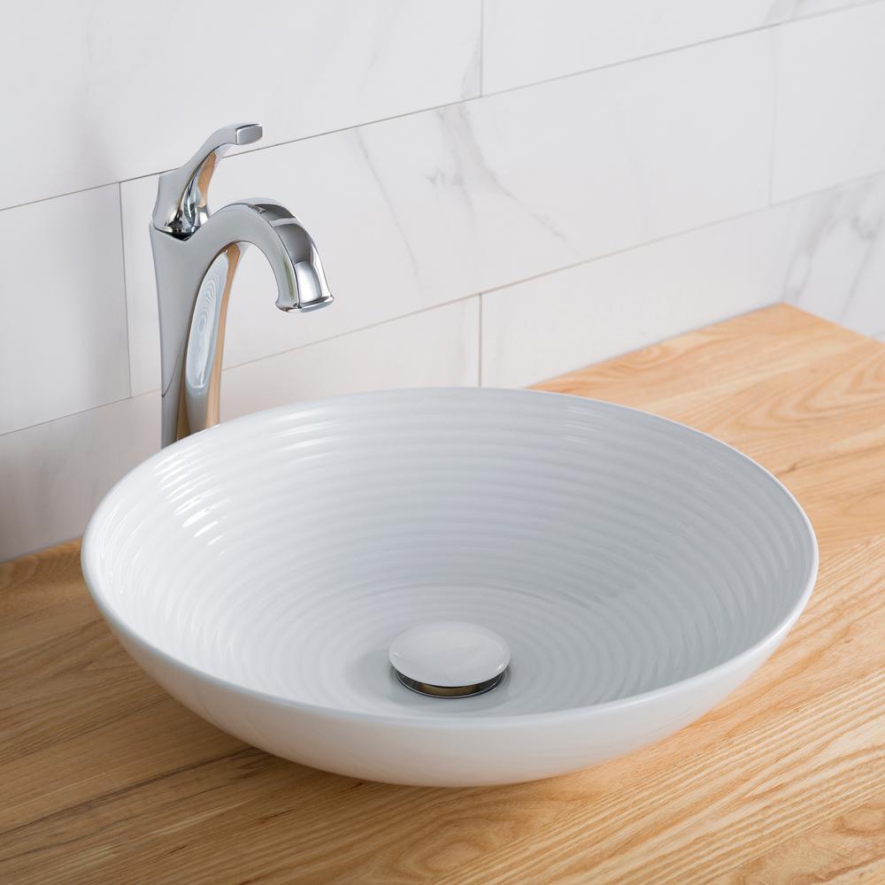 Viva 16-1/2 in. Round Porcelain Ceramic Vessel Sink in White - Super Arbor
