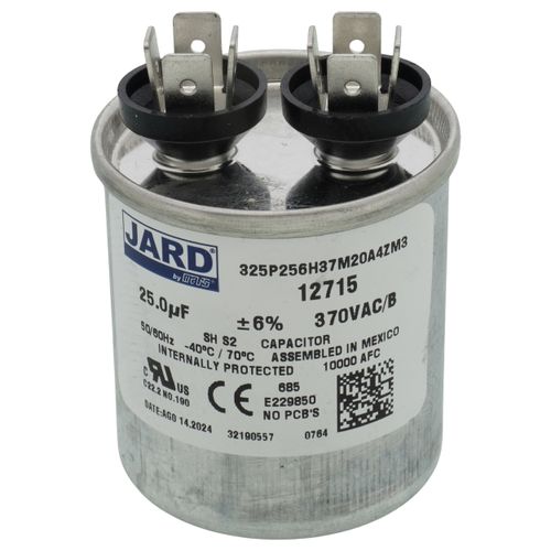 Jard 12715 capacitor - front view (Type: Capacitor; Voltage: 370V)