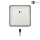 Under-Mount Porcelain Bathroom Sink in Biscuit with Pop-Up Drain in Antique Bronze - Super Arbor