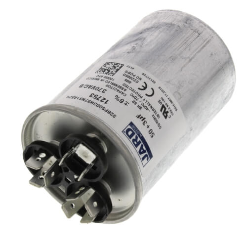 Jard 12753 capacitor - detail view (Voltage: 370V; MFD: 50/3)