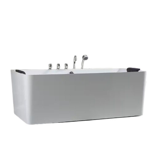 Luxury 67 in. Center Drain Acrylic Freestanding Flatbottom Whirlpool Bathtub in White with Faucet
