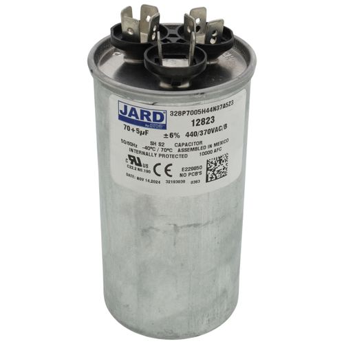Jard 12823 capacitor - front view (Type: Capacitor; Voltage: 440/370V)