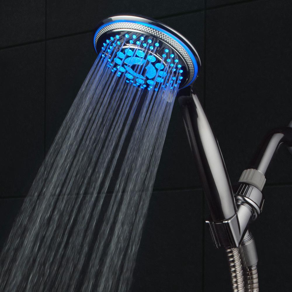5-Spray Setting LED Handheld Shower in Chrome - Super Arbor