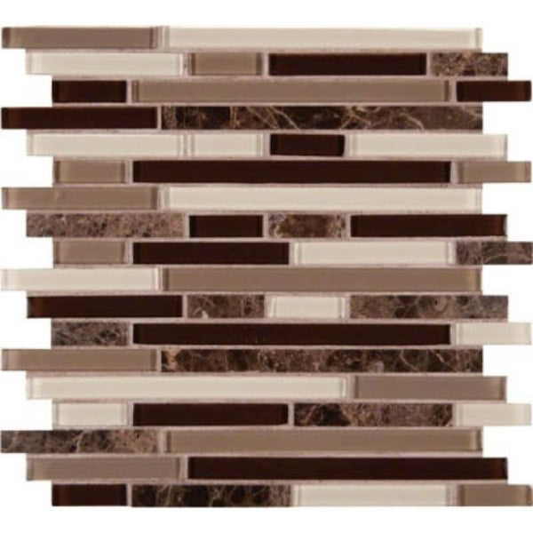 MS International Royal Oaks 12 x 12 Glass and Stone Mosaic Wall Tile