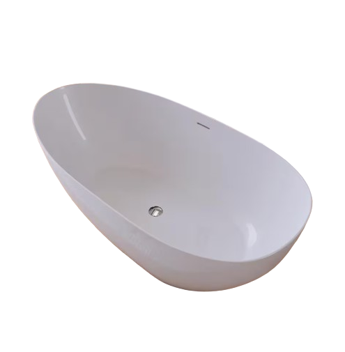 Luna 63 in. x 31.5 in. Stone Resin Solid Surface Flatbottom Freestanding Soaking Bathtub in Gloss White
