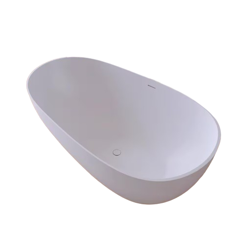 Luna 59 in. Stone Resin Solid Surface Matte Flatbottom Freestanding Bathtub in White