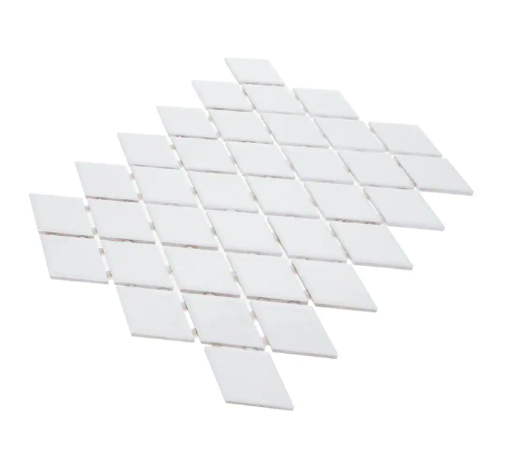 Restore Bright White 12 in. x 13 in. Glazed Ceramic Diamond Mosaic Tile (0.88 sq. ft./each)