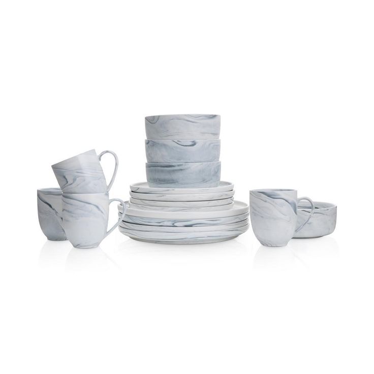 32-Piece Casual Gray Porcelain Dinnerware Set (Set for 8)