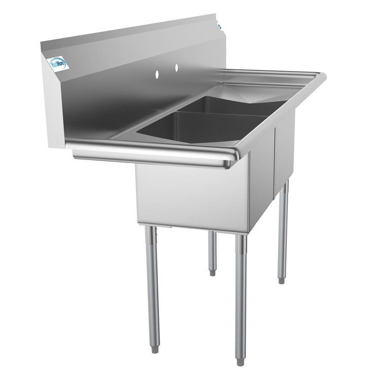 Freestanding Stainless Steel 60 in. 2-Hole Double Bowl Commercial Kitchen Sink
