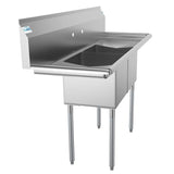 Freestanding Stainless Steel 60 in. 2-Hole Double Bowl Commercial Kitchen Sink