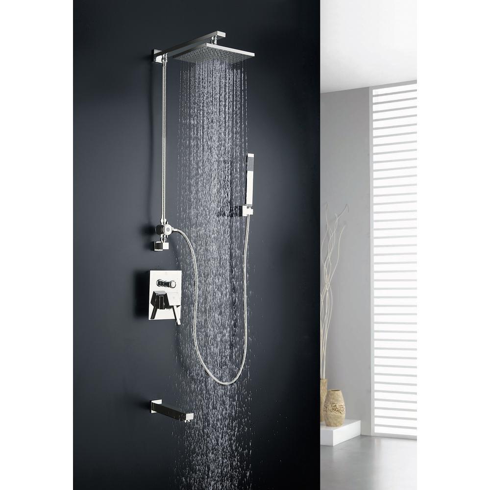 Byne Single-Handle 1-Spray Tub and Shower Faucet with Sprayer Wand in Brushed Nickel (Valve Included) - Super Arbor