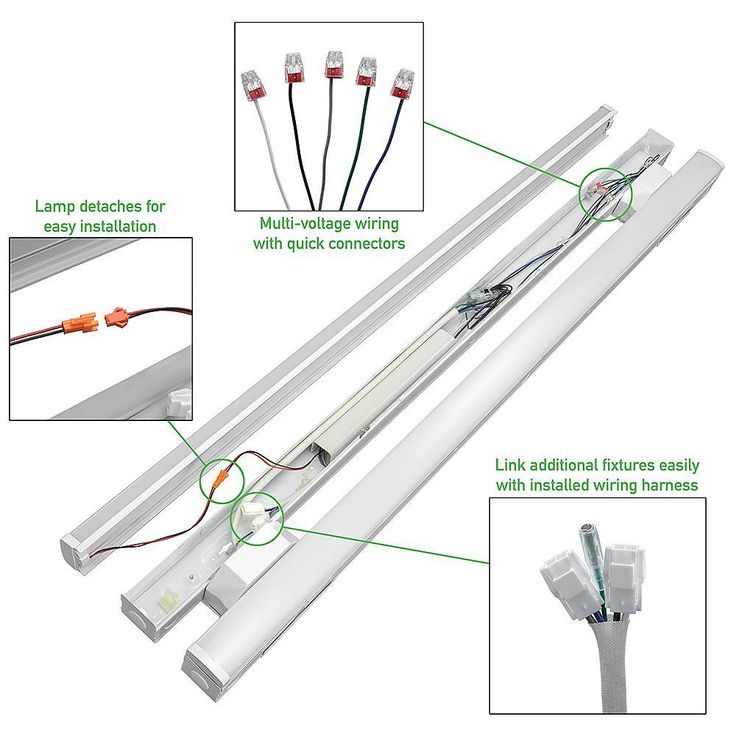 8 ft. (Two 4 ft.) 440-Watt Equivalent Integrated LED White Commercial Strip Light Fixture High Output 11000 Lumens 4000K