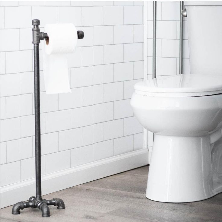 1/2 in. x 2.4 ft. L  Black Steel Pipe Freestanding Toilet Paper Holder Kit