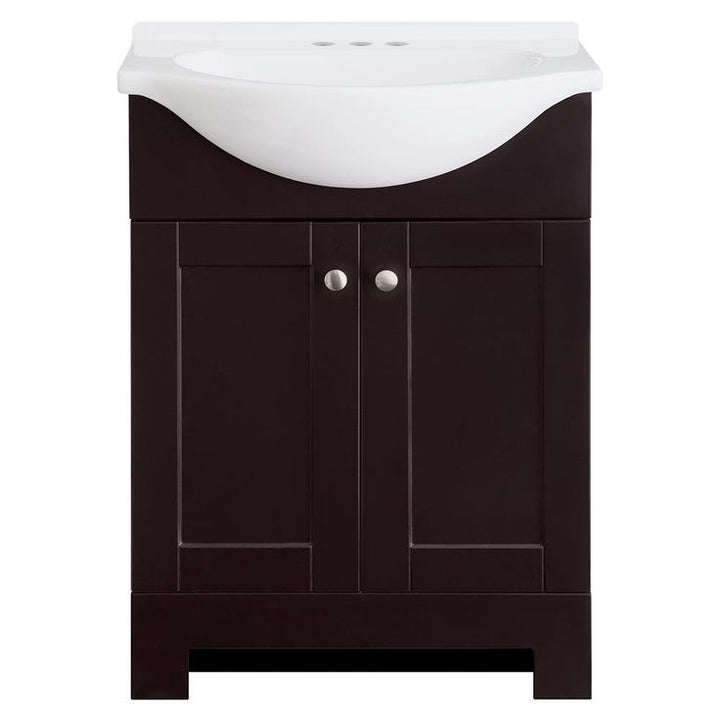 Style Selections Euro 25-in Espresso Single Sink Bathroom Vanity with White Cultured Marble Top