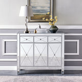 Boston Loft Furnishings Baling Mirrored with Matte Silver Trim 3-Drawer Accent Chest