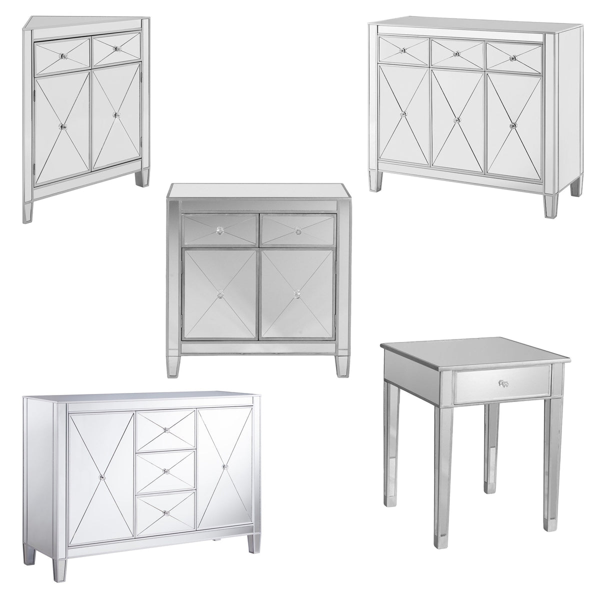 Boston Loft Furnishings Baling Mirrored with Matte Silver Trim 3-Drawer Accent Chest