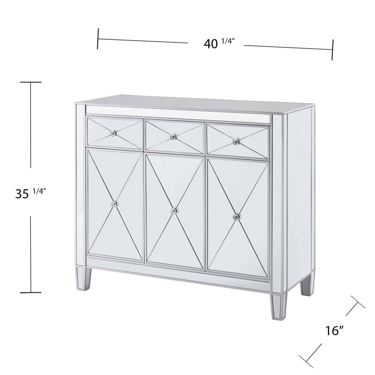 Boston Loft Furnishings Baling Mirrored with Matte Silver Trim 3-Drawer Accent Chest