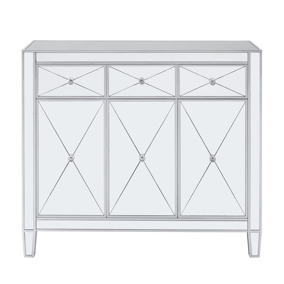 Boston Loft Furnishings Baling Mirrored with Matte Silver Trim 3-Drawer Accent Chest