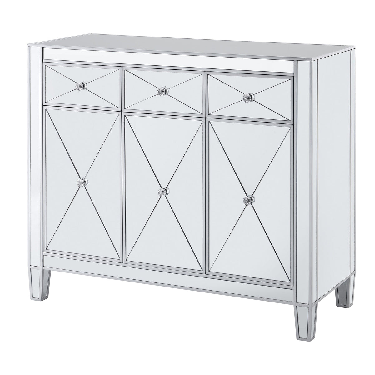 Boston Loft Furnishings Baling Mirrored with Matte Silver Trim 3-Drawer Accent Chest