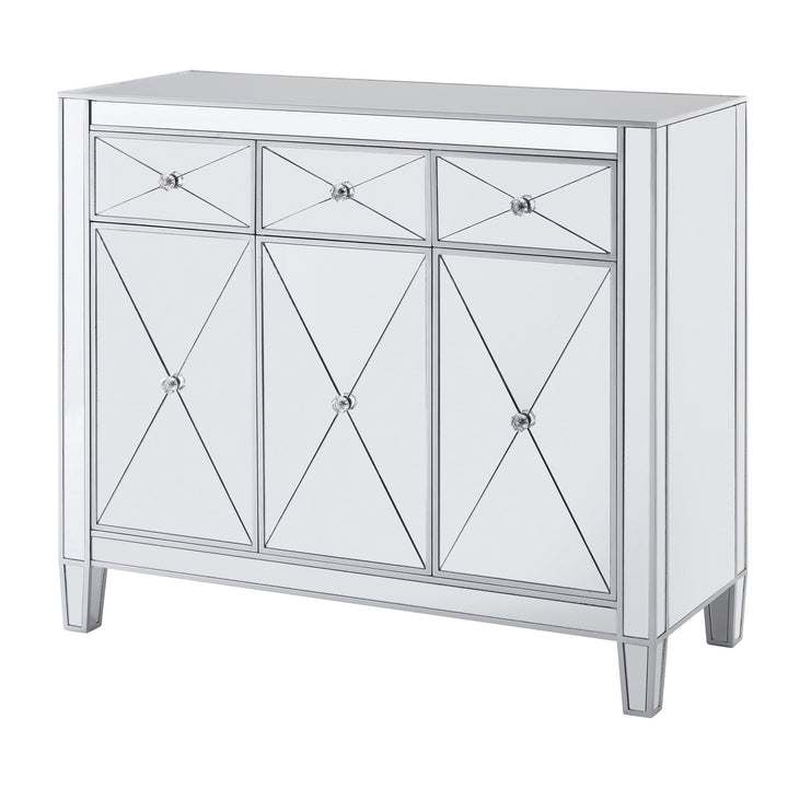 Boston Loft Furnishings Baling Mirrored with Matte Silver Trim 3-Drawer Accent Chest