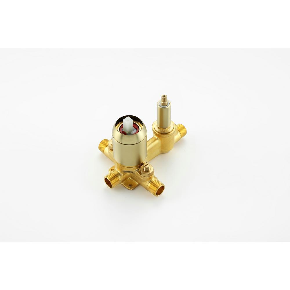 1-Spray Patterns with 2.66 GPM 10 in. Wall Mount Dual Shower Heads with Rough-In Valve Body and Trim in Brushed Gold - Super Arbor