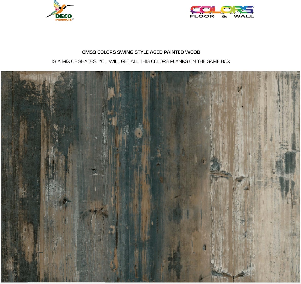 Deco Products COLORS (Sample) Swing Multi‑Tonal 6-in x 6-in Waterproof Luxury Vinyl Plank Sample, 8‑mil Wear Layer