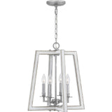 Progress Lighting Forrester 4-Light Antique White and Galvanized Farmhouse Square Medium Hanging Pendant Light