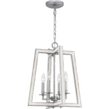 Progress Lighting Forrester 4-Light Antique White and Galvanized Farmhouse Square Medium Hanging Pendant Light