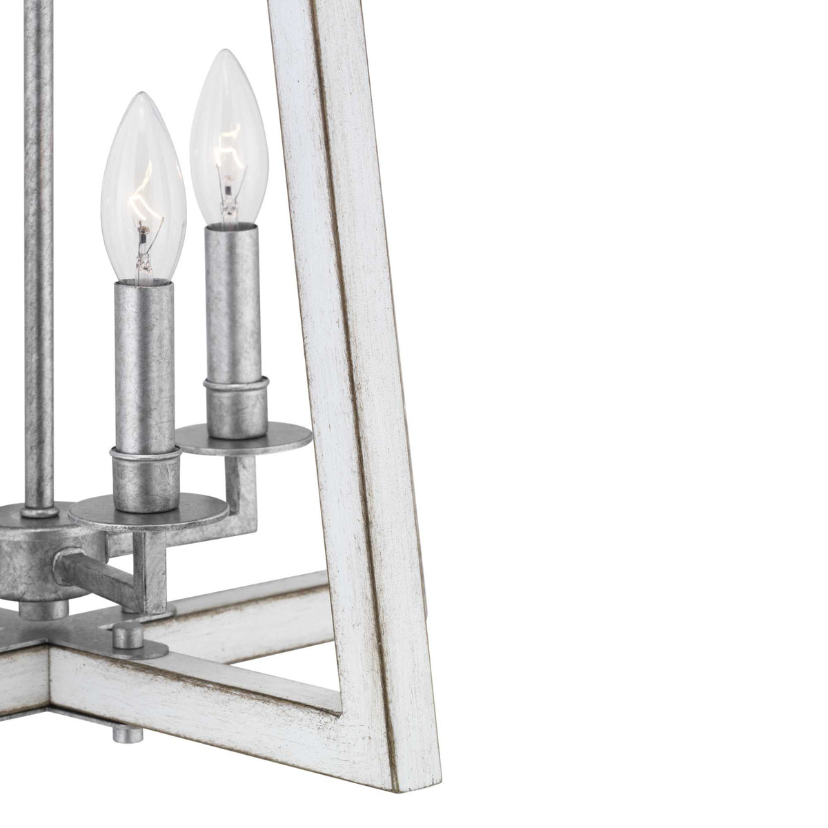 Progress Lighting Forrester 4-Light Antique White and Galvanized Farmhouse Square Medium Hanging Pendant Light