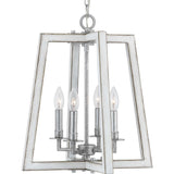 Progress Lighting Forrester 4-Light Antique White and Galvanized Farmhouse Square Medium Hanging Pendant Light