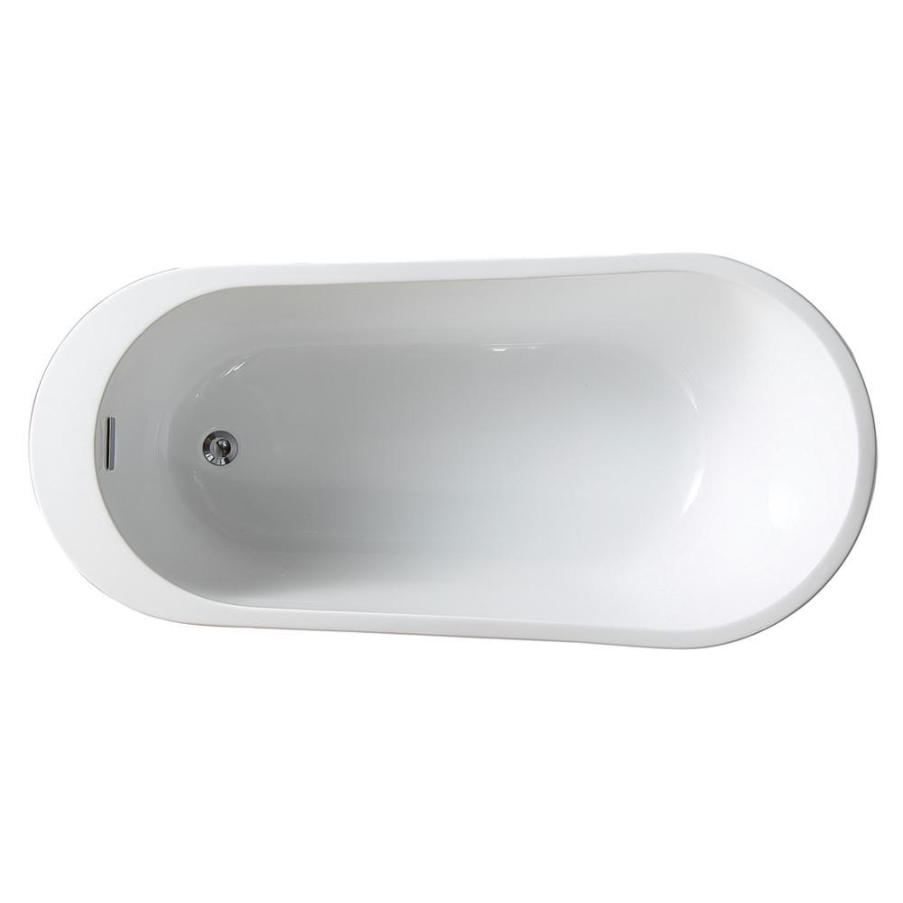 Cantora 60 in. Acrylic Flatbottom Non-Whirlpool Bathtub in White and Faucet Combo in Chrome - Super Arbor