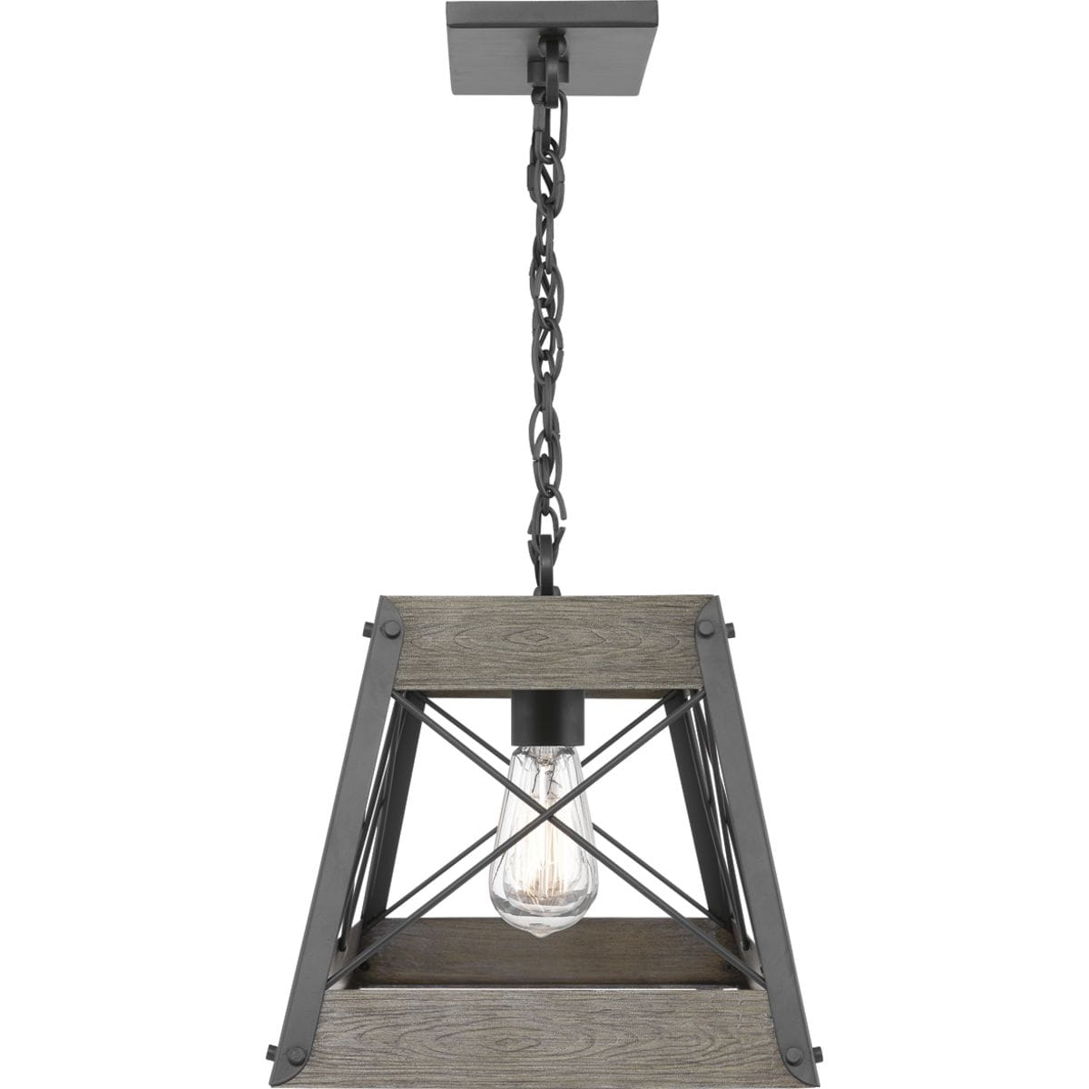 Progress Lighting Bradberry 5-Light Weathered Oak and Graphite Farmhouse Linear Large Hanging Kitchen Island Light