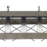 Progress Lighting Bradberry 5-Light Weathered Oak and Graphite Farmhouse Linear Large Hanging Kitchen Island Light