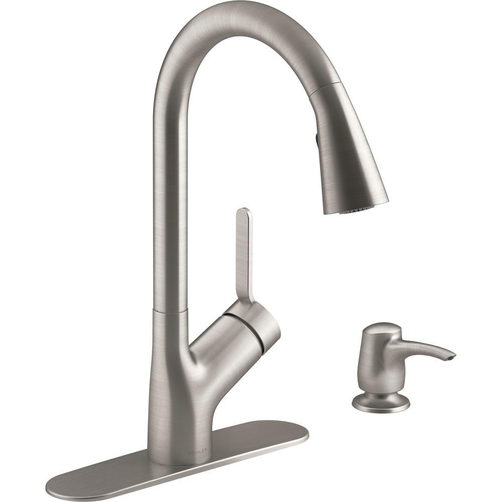 Setra Single-Handle Touchless Pull-Down Sprayer Kitchen Faucet in Vibrant Stainless - Super Arbor