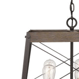 Progress Lighting Bradberry 5-Light Weathered Oak and Graphite Farmhouse Lantern Medium Hanging Pendant Light