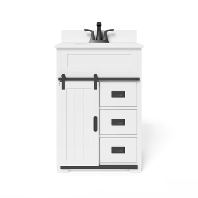 Style Selections Morriston 24-in White Undermount Single Sink Bathroom Vanity with White Engineered Stone Top