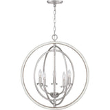 Progress Lighting Fairwood 5-Light Antique White and Galvanized Farmhouse Globe Medium Hanging Pendant Light