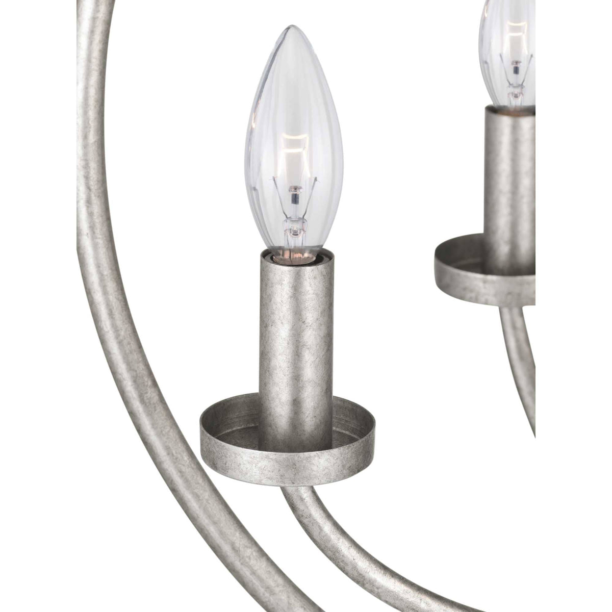 Progress Lighting Fairwood 5-Light Antique White and Galvanized Farmhouse Globe Medium Hanging Pendant Light