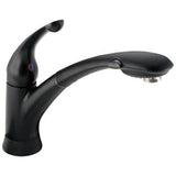 Delta Signature Matte Black 1-Handle Deck-Mount Pull-Out Handle Kitchen Faucet (Deck Plate Included)