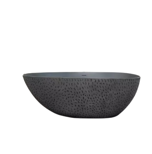 Luna 67 in. x 33.5 in. Stone Resin Solid Surface Flatbottom Freestanding Soaking Bathtub in Concrete Gray
