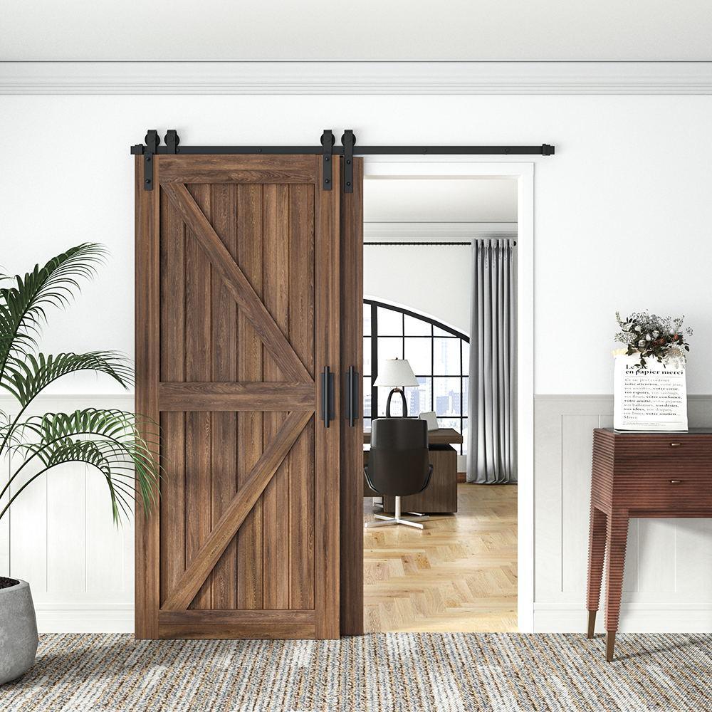 6 ft./72 in. Single Track Bypass Barn Door Hardware Double Doors Kit, Heavy-Duty Sliding 1-Track Antique Roller - Super Arbor