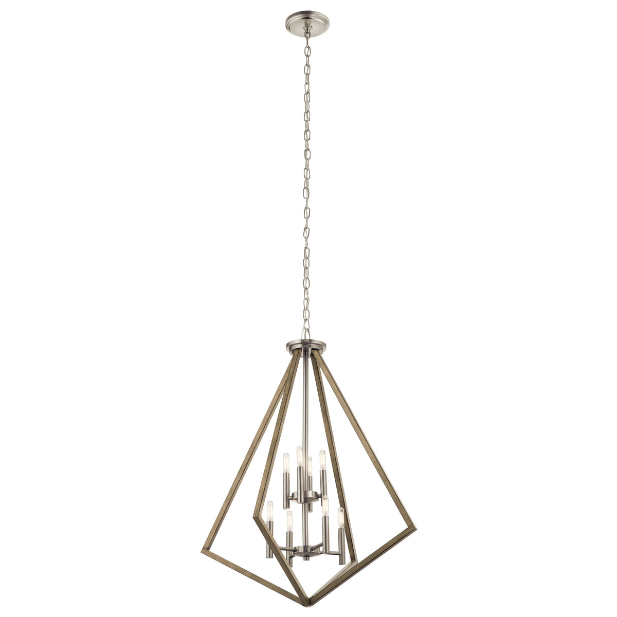 Kichler Deryn 8-Light Distressed Gray Farmhouse Cage Chandelier